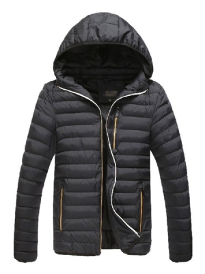 Casaco Acolchoado Casual Masculino Com Capuz E Zíper