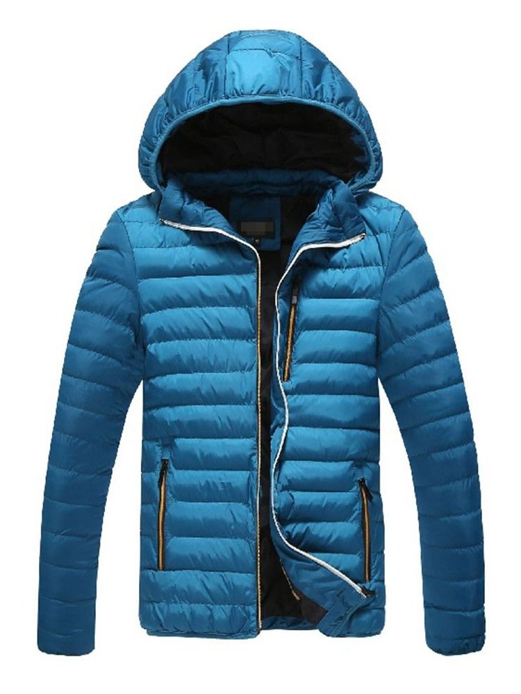 Casaco Acolchoado Casual Masculino Com Capuz E Zíper