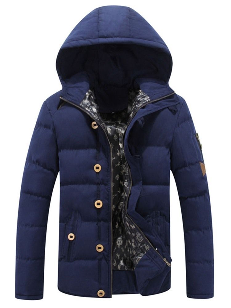 Casaco Acolchoado Casual Masculino Com Capuz E Zíper