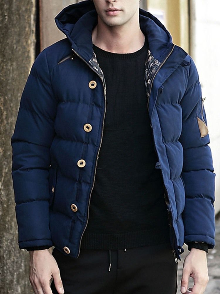 Casaco Acolchoado Casual Masculino Com Capuz E Zíper