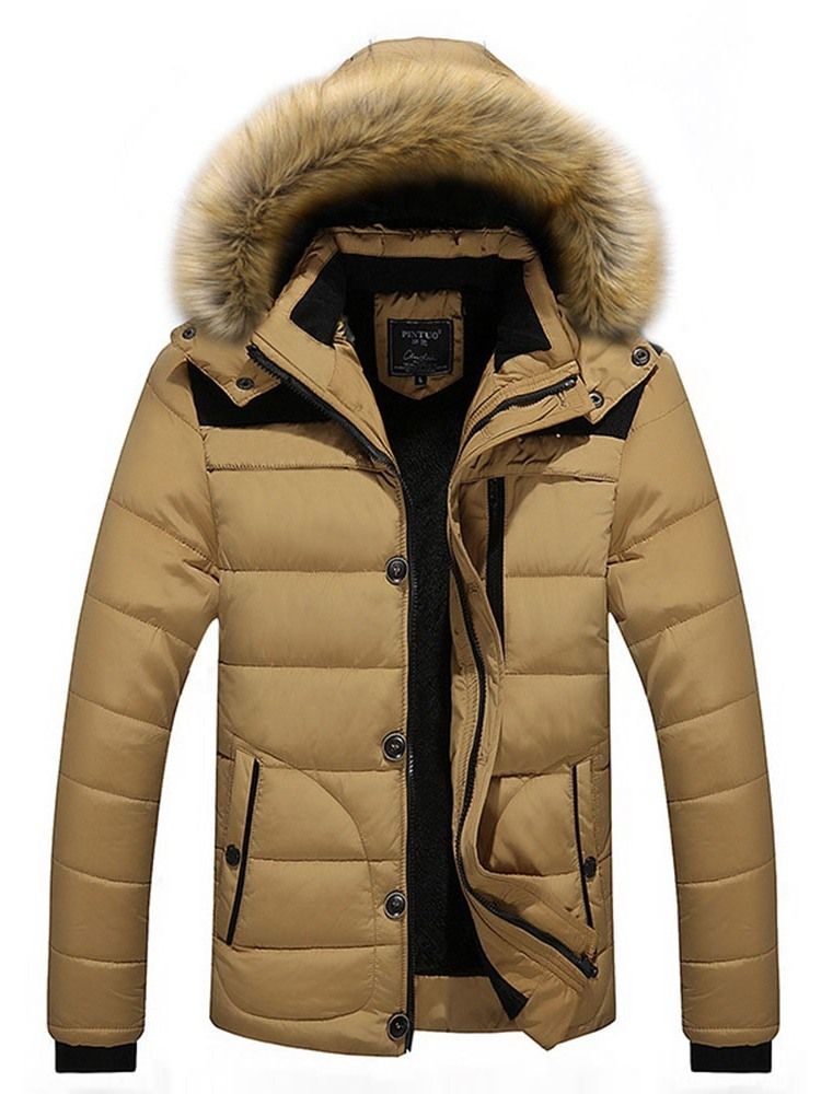 Casaco Acolchoado Casual Masculino Com Capuz E Zíper Padrão