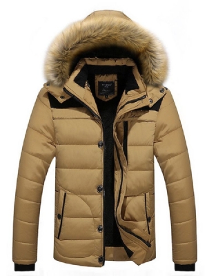 Casaco Acolchoado Casual Masculino Com Capuz E Zíper Padrão
