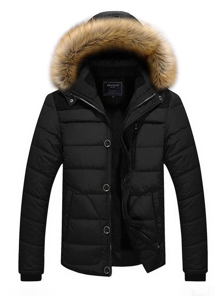 Casaco Acolchoado Casual Masculino Com Capuz E Zíper Padrão