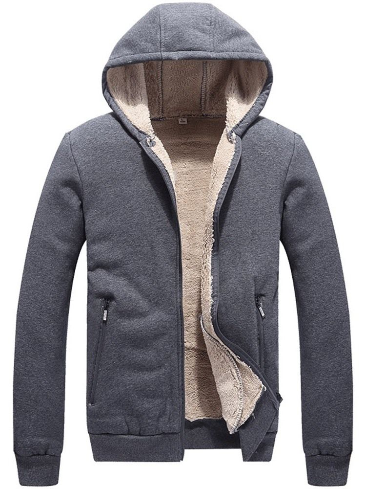 Casaco Acolchoado Casual Masculino Com Capuz Padrão Com Zíper