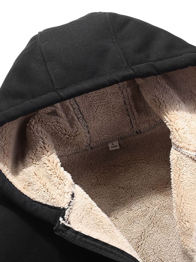 Casaco Acolchoado Casual Masculino Com Capuz Padrão Com Zíper