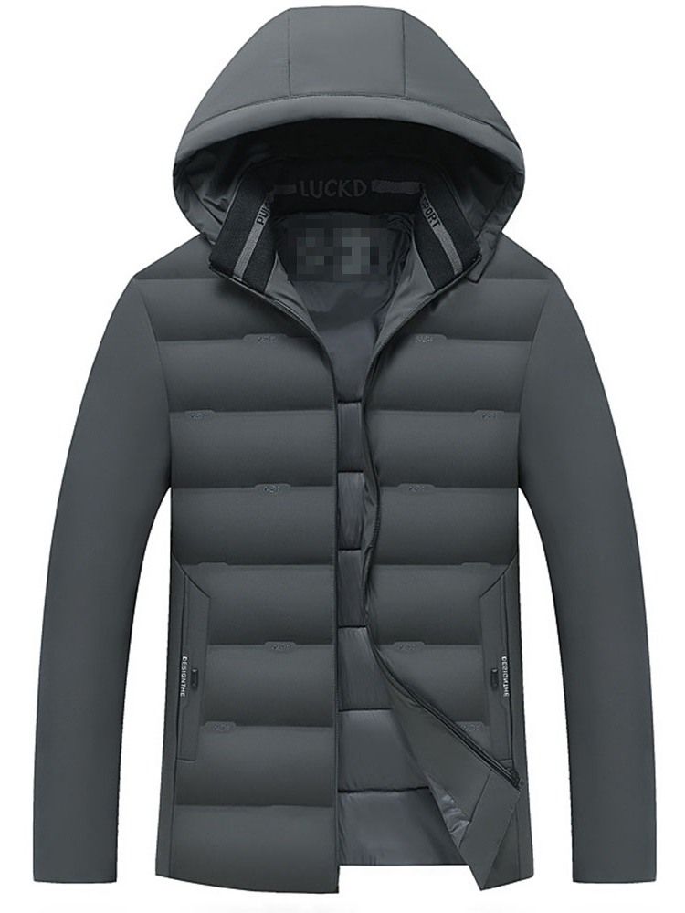Casaco Acolchoado Masculino Com Capuz Simples E Zíper Casual