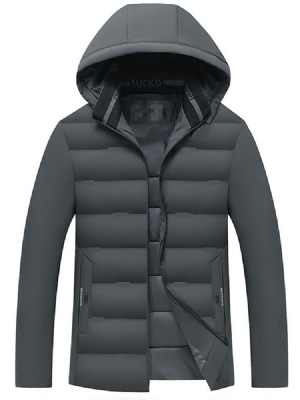 Casaco Acolchoado Masculino Com Capuz Simples E Zíper Casual