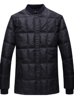 Casaco Acolchoado Masculino Xadrez Casual Com Botão De Peito Único