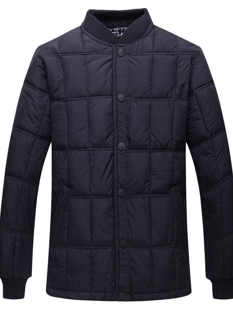 Casaco Acolchoado Masculino Xadrez Casual Com Botão De Peito Único