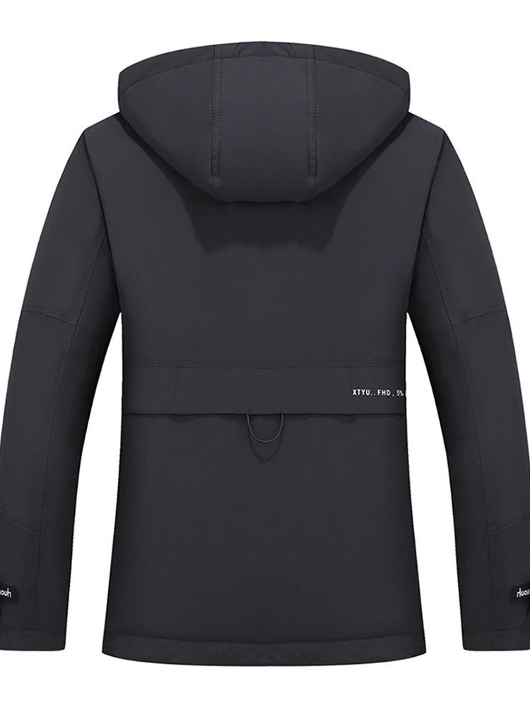 Casaco Acolchoado Padrão Casual Com Capuz Cor Block Masculino
