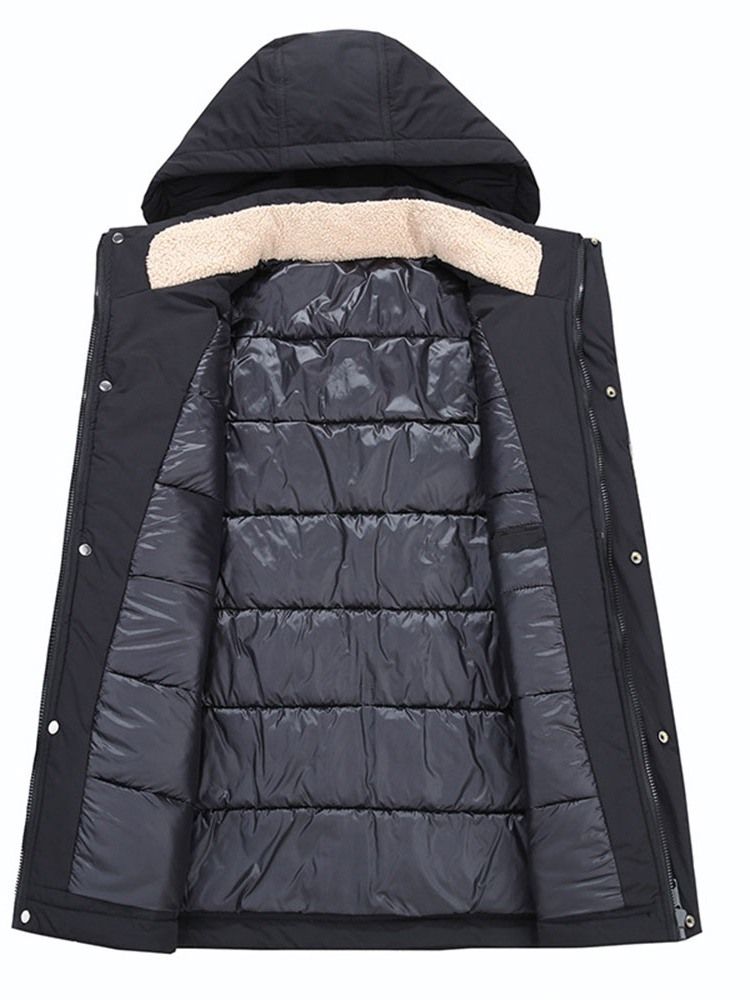 Casaco Acolchoado Padrão Casual Com Capuz Cor Block Masculino