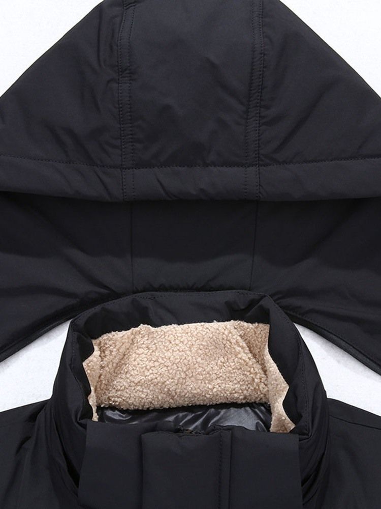 Casaco Acolchoado Padrão Casual Com Capuz Cor Block Masculino