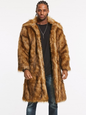 Casaco De Inverno Masculino Em Pele Falsa Lapela Comprida Vogue De Tamanho Pequeno