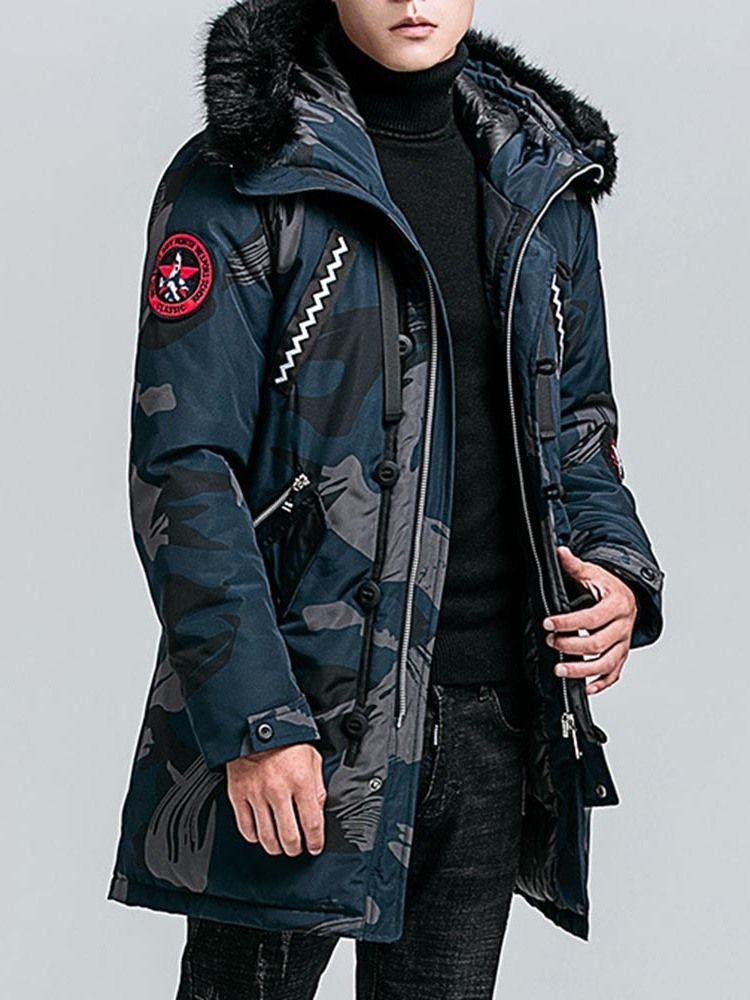 Casaco Longo Masculino Com Capuz Colorido Com Capuz E Zíper Casual