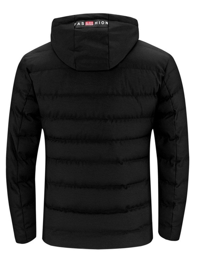 Casacos Acolchoados Masculinos De Renda Lisa Com Capuz