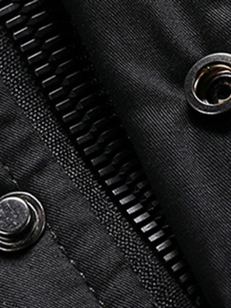 Colarinho De Comprimento Médio Patchwork Zíper Casaco Masculino Europeu