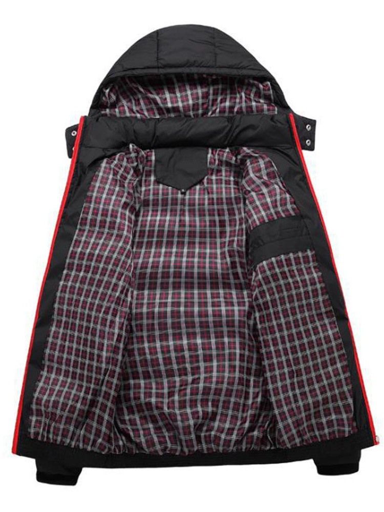 Colarinho Masculino De Cor Bloco Com Zíper Padrão Jaqueta Casual Para Baixo