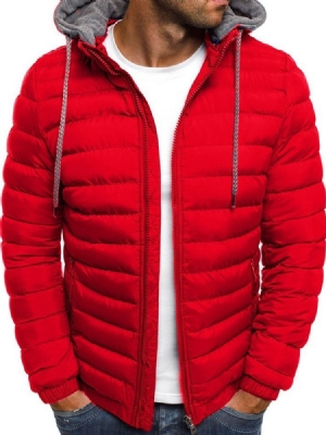 Color Block Patchwork Padrão Casual Com Zíper Jaqueta Masculina