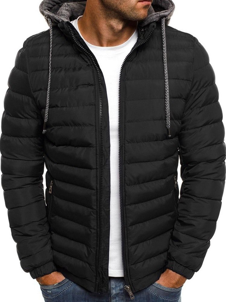 Color Block Patchwork Padrão Casual Com Zíper Jaqueta Masculina
