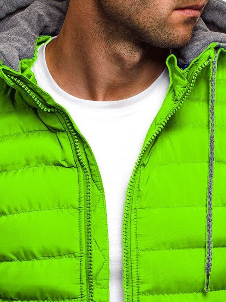 Color Block Patchwork Padrão Casual Com Zíper Jaqueta Masculina