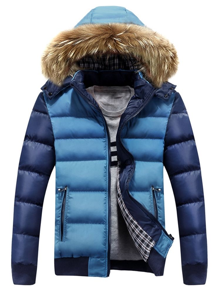 Engrossar Casaco De Inverno Masculino Com Gola De Pele Sintética Com Capuz Quente
