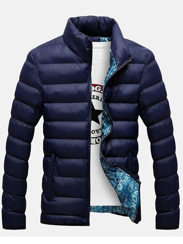 Engrossar Casaco De Inverno Masculino Com Gola Zip