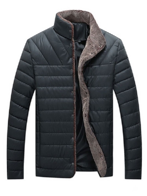 Jaqueta Acolchoada De Inverno Masculina Com Colarinho Liso Bolso