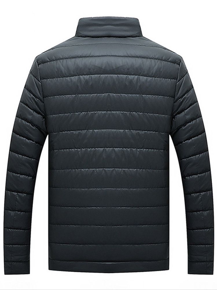 Jaqueta Acolchoada De Inverno Masculina Com Colarinho Liso Bolso