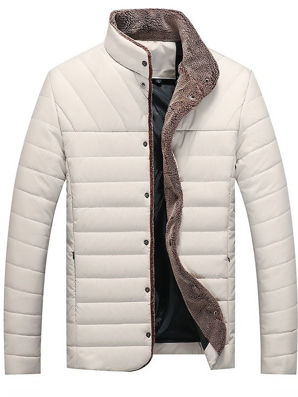 Jaqueta Acolchoada De Inverno Masculina Com Colarinho Liso Bolso