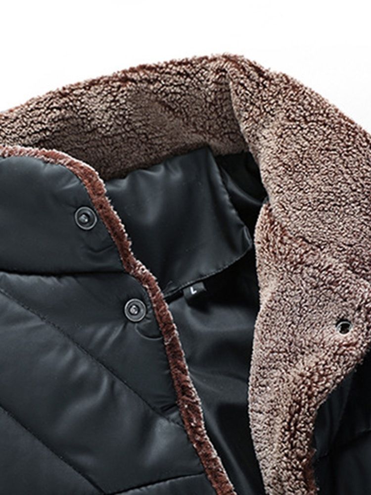 Jaqueta Acolchoada De Inverno Masculina Com Colarinho Liso Bolso
