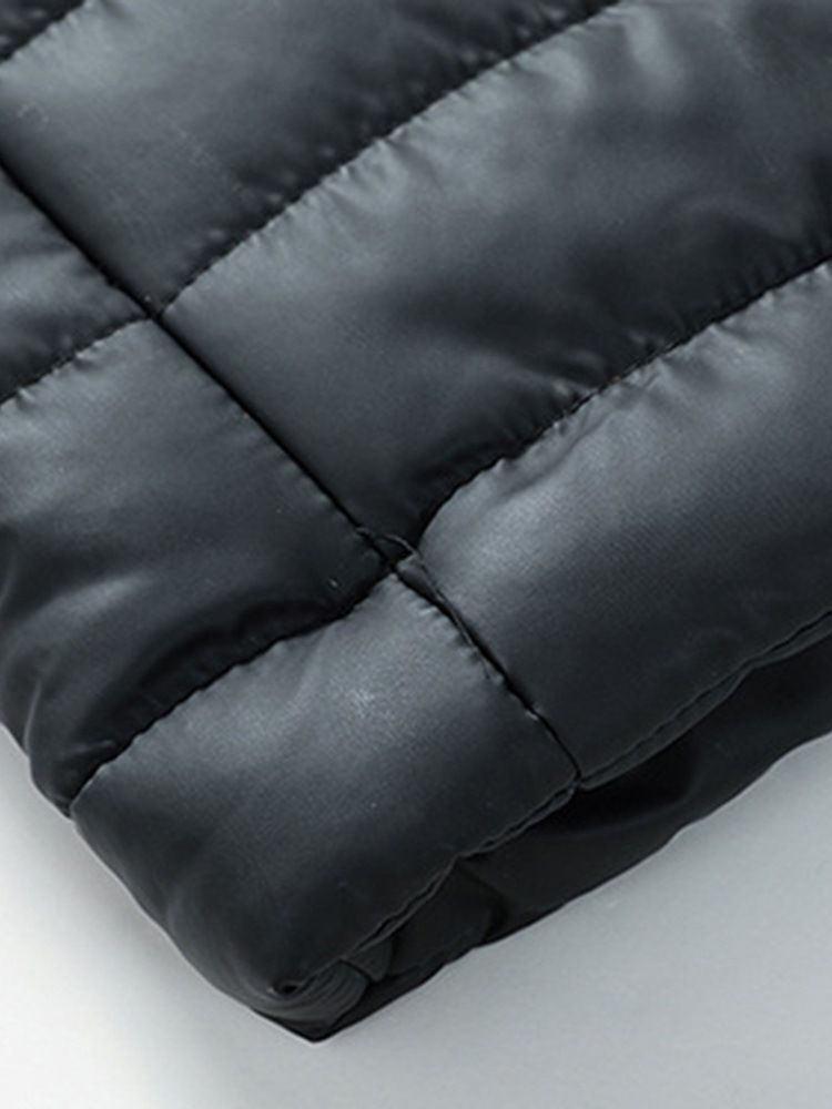 Jaqueta Acolchoada De Inverno Masculina Com Colarinho Liso Bolso