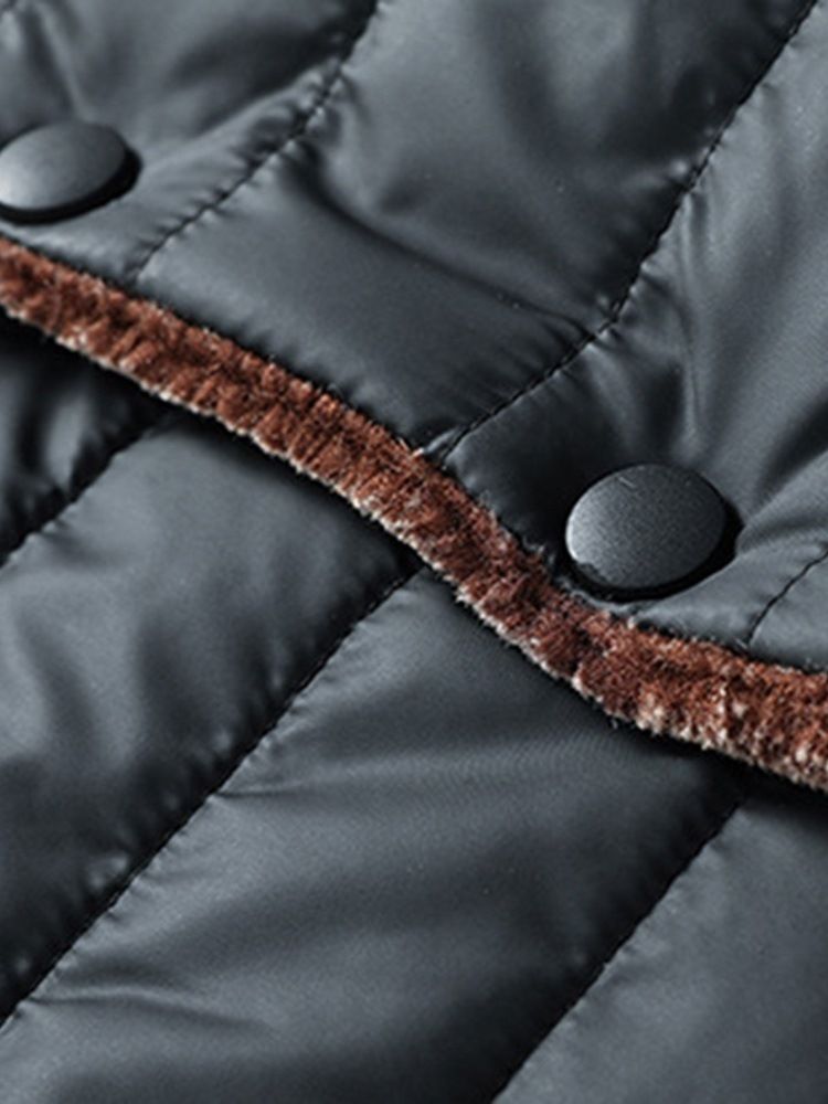 Jaqueta Acolchoada De Inverno Masculina Com Colarinho Liso Bolso