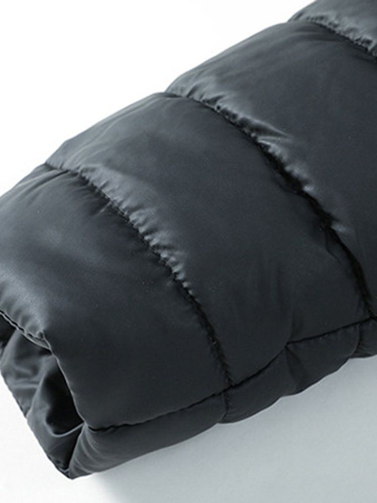 Jaqueta Acolchoada De Inverno Masculina Com Colarinho Liso Bolso