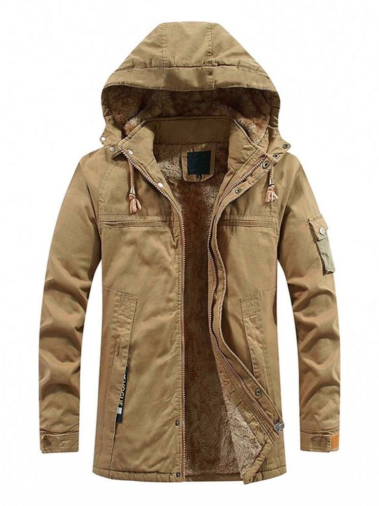 Jaqueta Acolchoada Masculina Lisa Com Capuz Patchwork Com Zíper Europeu