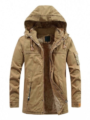 Jaqueta Acolchoada Masculina Lisa Com Capuz Patchwork Com Zíper Europeu