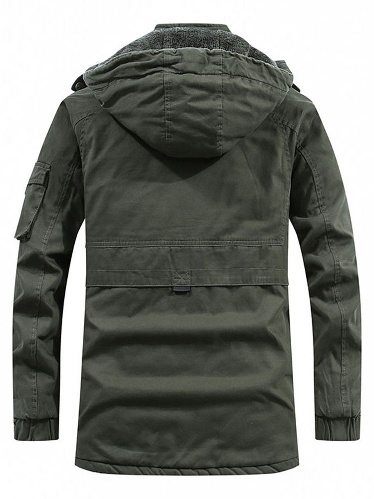 Jaqueta Acolchoada Masculina Lisa Com Capuz Patchwork Com Zíper Europeu