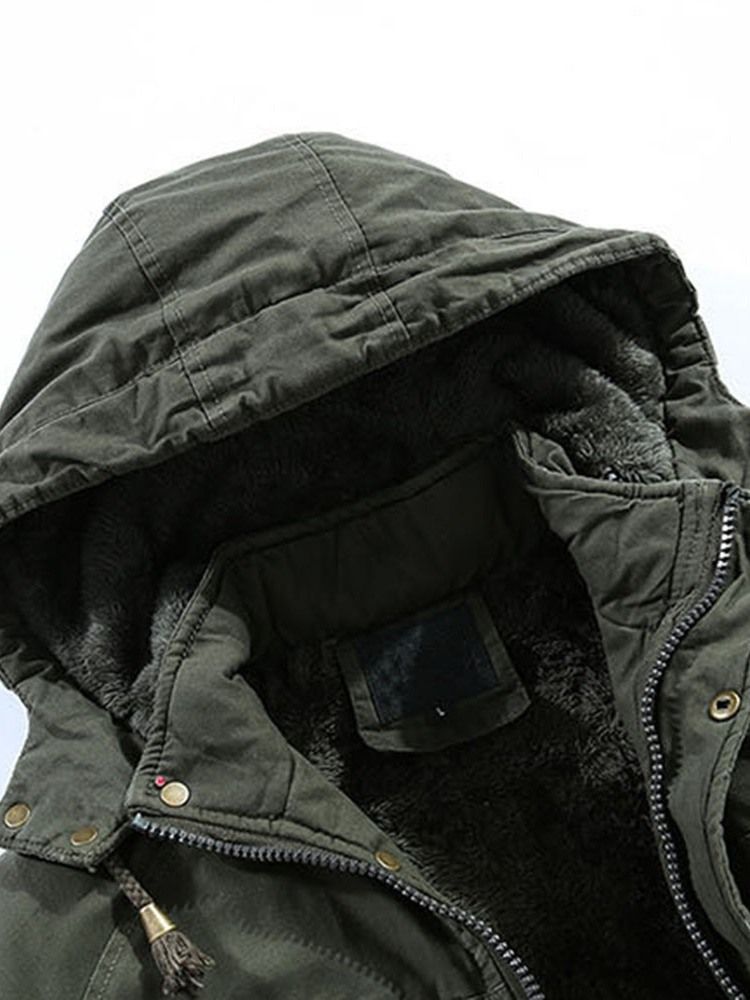 Jaqueta Acolchoada Masculina Lisa Com Capuz Patchwork Com Zíper Europeu
