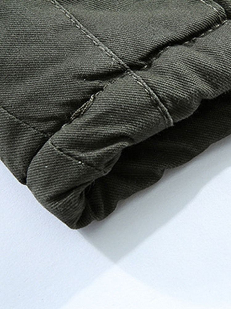 Jaqueta Acolchoada Masculina Lisa Com Capuz Patchwork Com Zíper Europeu