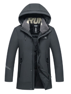 Jaqueta Casual Masculina Com Capuz E Zíper De Comprimento Médio