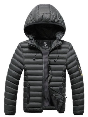 Jaqueta Casual Masculina Com Capuz E Zíper Padrão