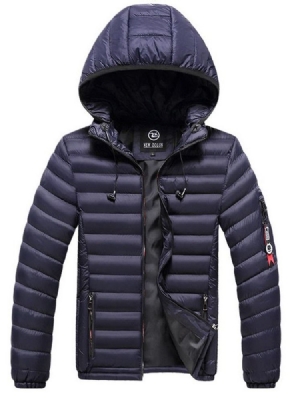 Jaqueta Casual Masculina Com Capuz E Zíper Padrão