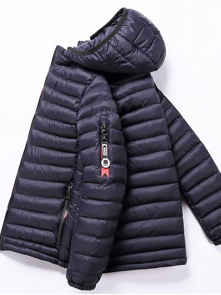 Jaqueta Casual Masculina Com Capuz E Zíper Padrão