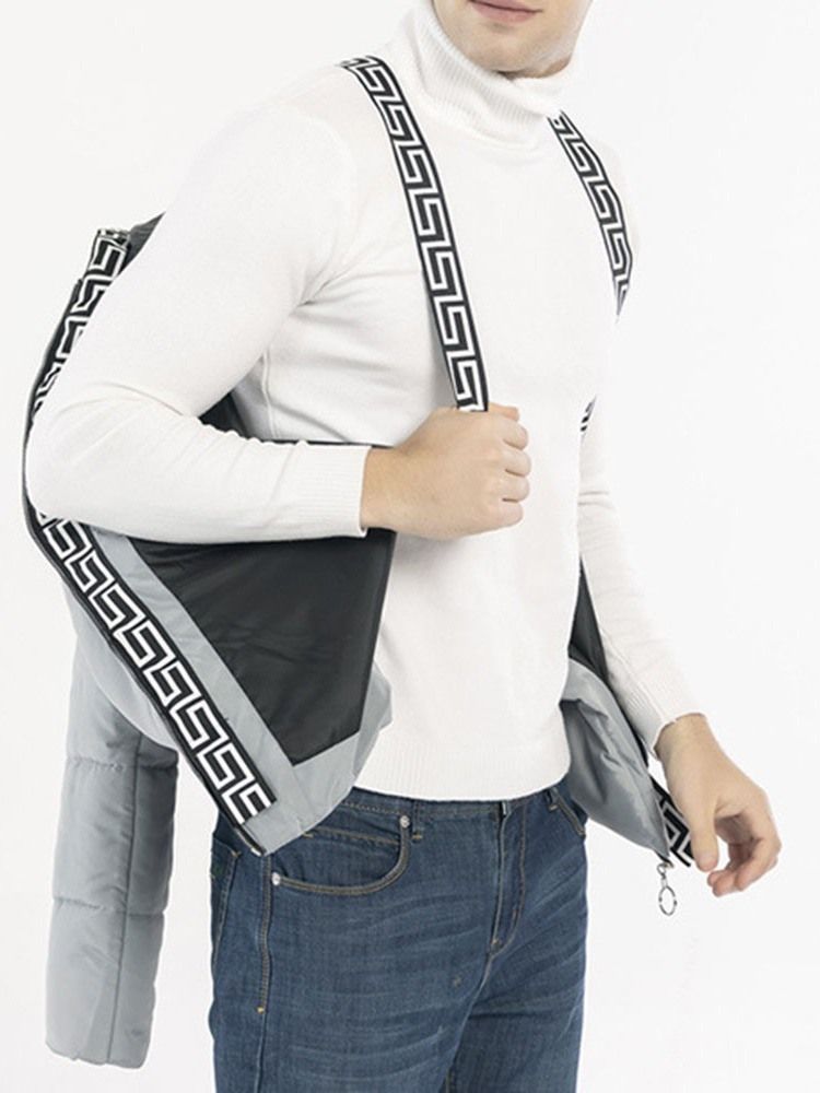 Jaqueta Casual Masculina Com Capuz Patchwork De Comprimento Médio