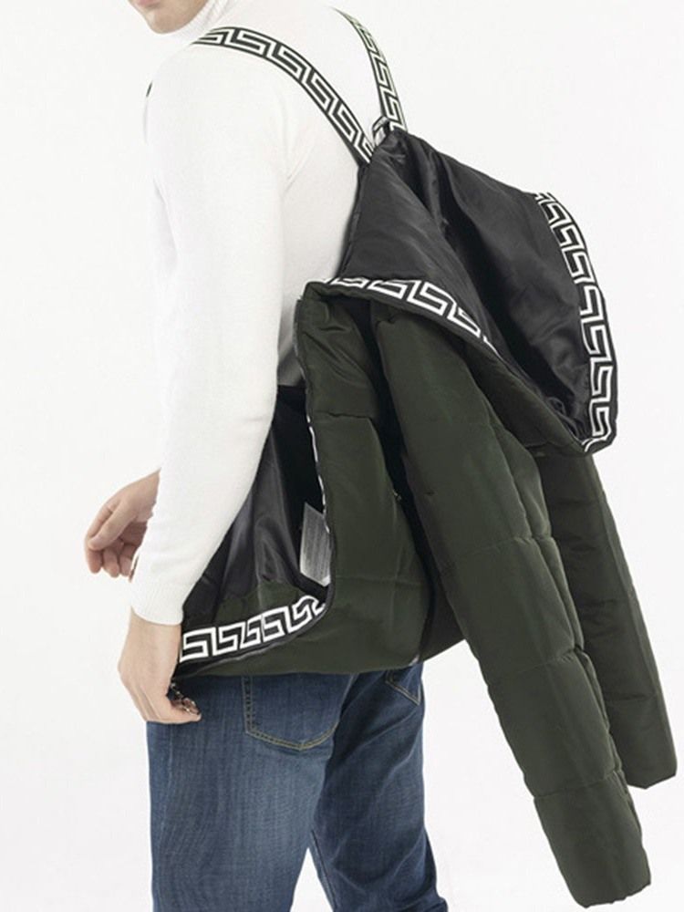 Jaqueta Casual Masculina Com Capuz Patchwork De Comprimento Médio