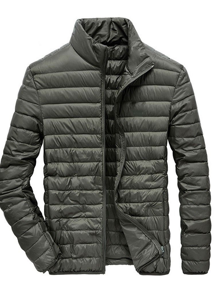 Jaqueta Casual Masculina Com Colarinho Liso Padrão