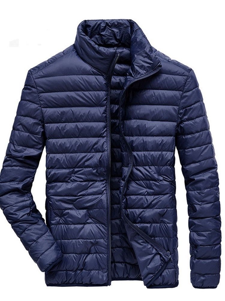 Jaqueta Casual Masculina Com Colarinho Liso Padrão