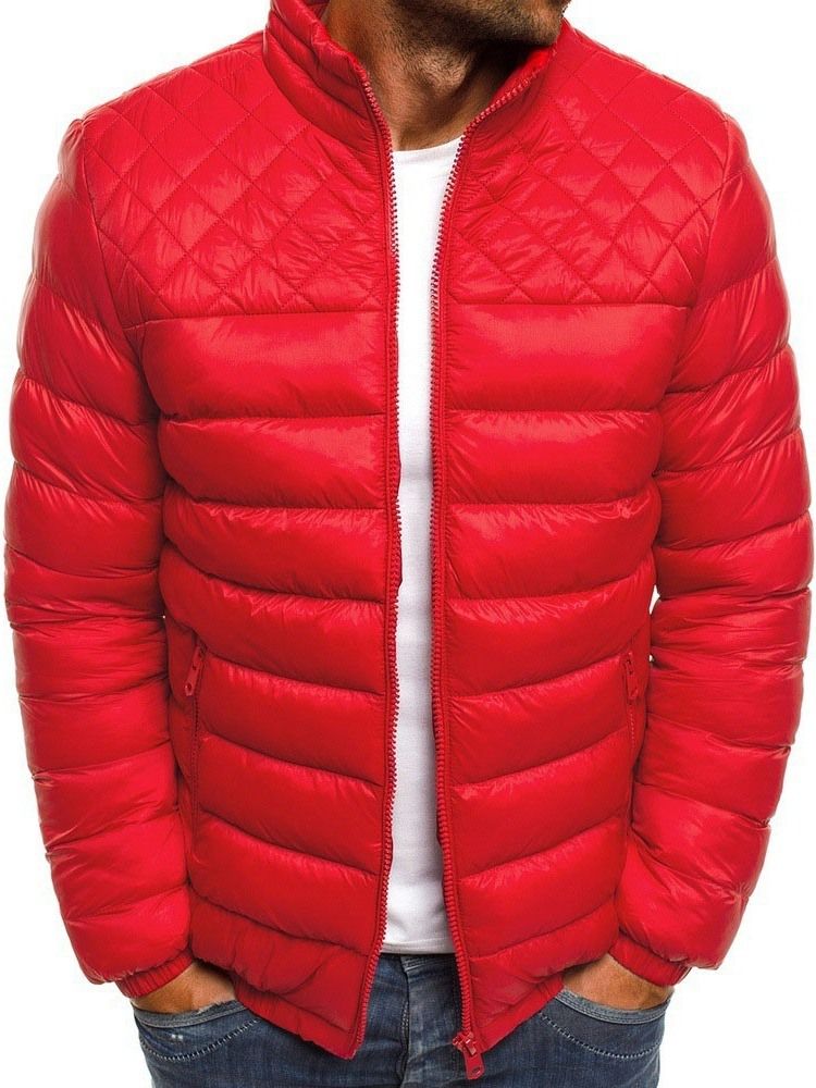 Jaqueta Casual Masculina Com Gola E Zíper Padrão