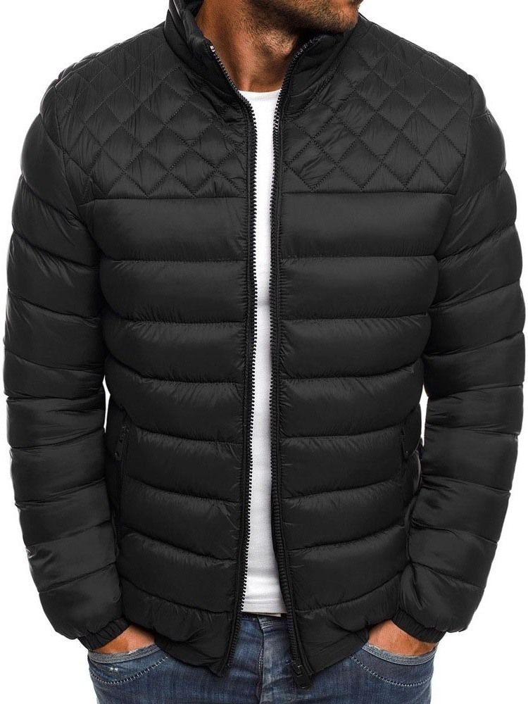 Jaqueta Casual Masculina Com Gola E Zíper Padrão