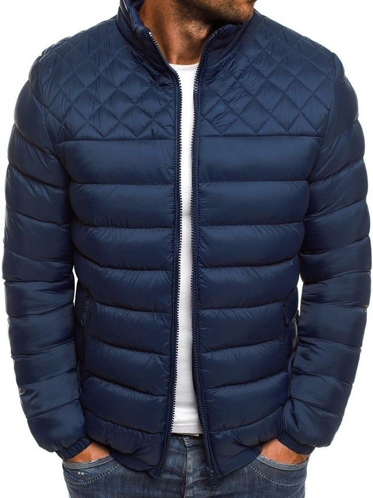 Jaqueta Casual Masculina Com Gola E Zíper Padrão