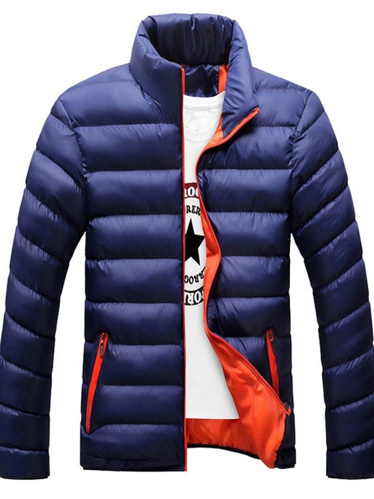 Jaqueta Casual Masculina Com Gola E Zíper Padrão